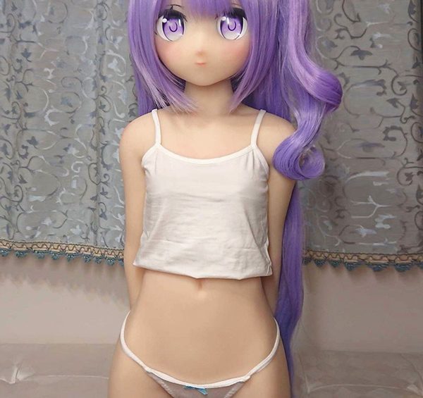 D23014 10かわいい 紫髪女神 微 乳 貧 乳アニメラブドール